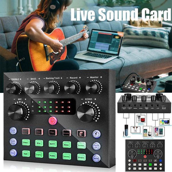 Sound Card 10 Sound Effects Noise Reduction Mixers Headset Mic Voice