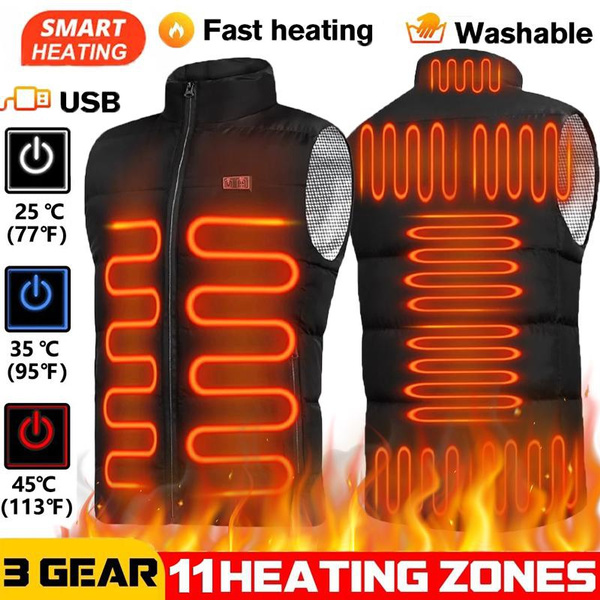 11 Places Heated Vest Men Women Usb Heated Jacket Thermal Vest Hunting