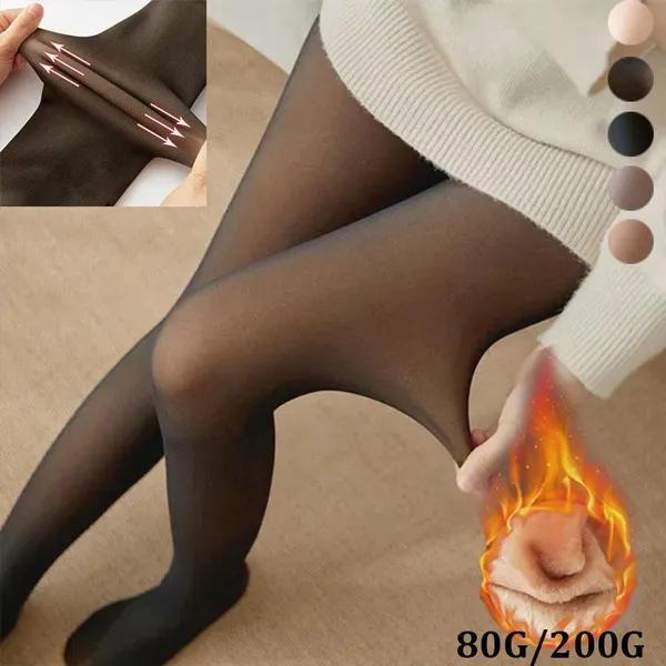 80G / 200G Women's Fleece Tights Ladies Warm Winter Tights Leggings Thick  Fleece Panty Fake Translucent Pantyhose Thermal Stockings Woman