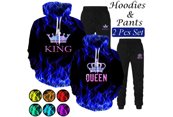 Blue king and online queen hoodies