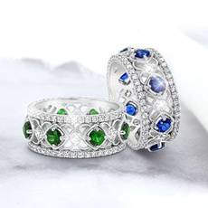 Blues, crystal ring, emeraldring, 925 silver rings