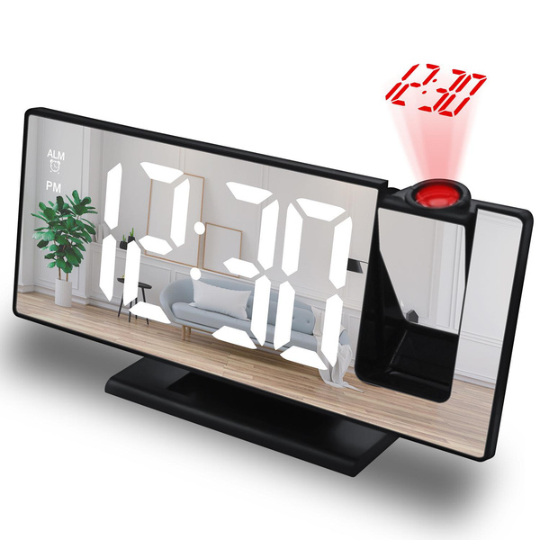 LED Digital Alarm Clock Projection Clock Projector Ceiling Clock with ...