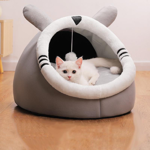 Soft Cat Bed Large Cat Dog Igloo Pet Bed Warm Puppy Kitten Cave House