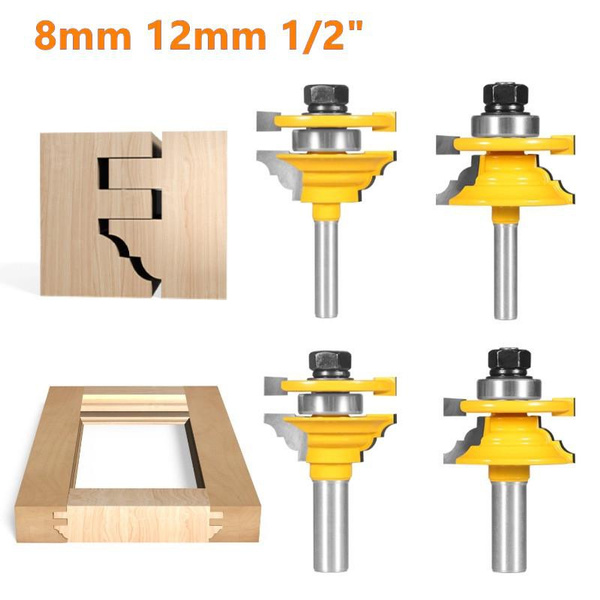 2pcs Set 8mm 12mm 1/2" Wood Frame Cutter Woodworking Closet Door Tenon