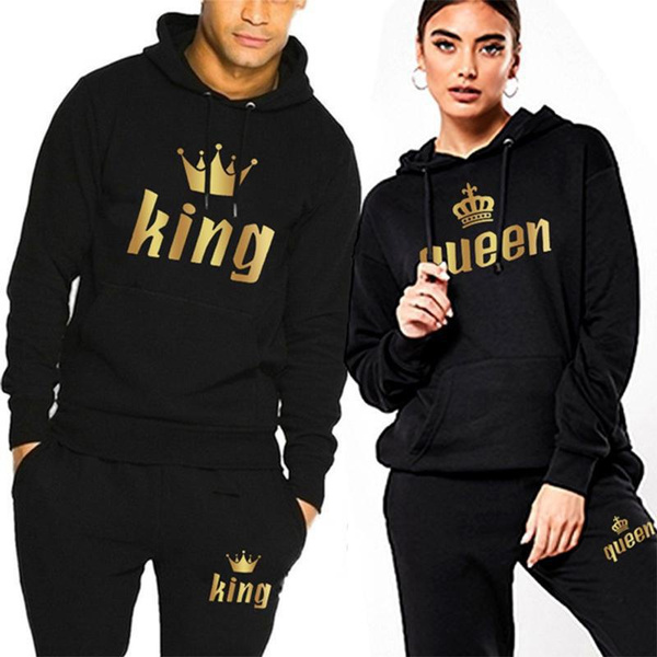 King & queen matching outfit for couple hoodie and sweatpants