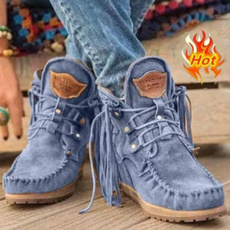 winterbootsforwomen, ankle boots, Tassels, casual shoes for women
