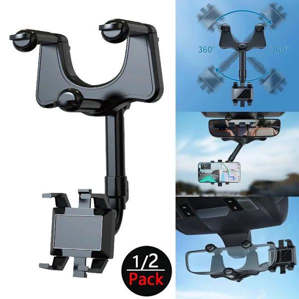 360° Car Rearview Mirror Phone Holder for Car Mount Phone and GPS