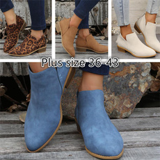 ankle boots, Plus Size, leather, short boots