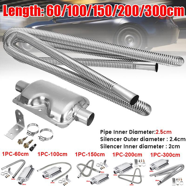 1PC Stainless Steel Exhaust Pipe with Silencer,60/100/150/200/250/300cm Vent  Hose for Car Parking Air Diesels Heater