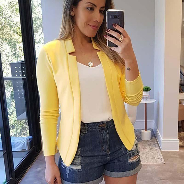 Mustard yellow clearance plus size blazer