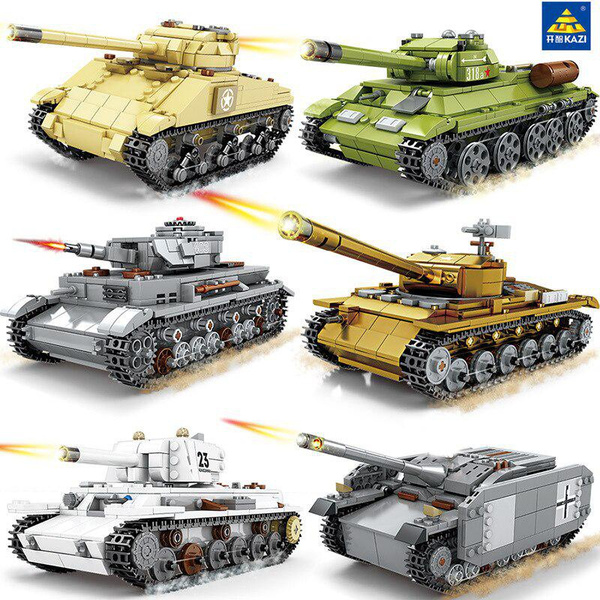 Military Tank Sets WW II Germany Us T34 Model Building Blocks Kits Army ...