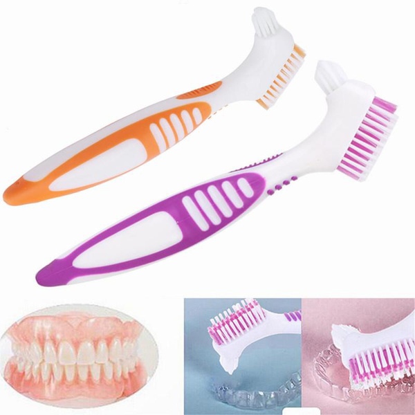 2pcs Brushes For Dental Bridges, Denture Cleaning Brush, Double Bristle