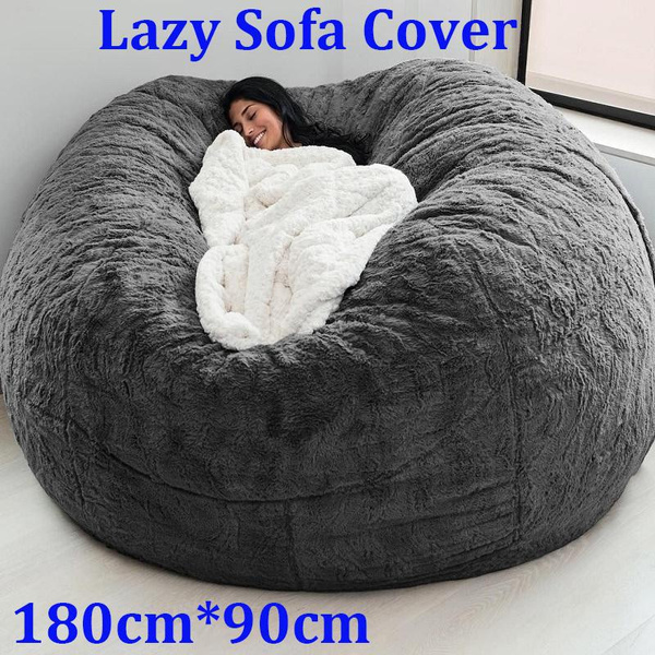 Giant Fur Bean Bag Cover Big Round Soft Fluffy Faux Fur BeanBag Lazy
