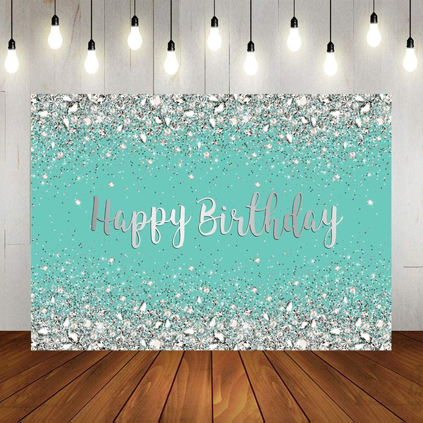 Blue and Sliver Birthday Photography Backdrop Sweet 16th 21st Shiny ...