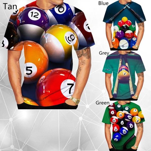 2022 3D Printed T-shirt Billiard Ball Billiards Printed Men's and Women ...