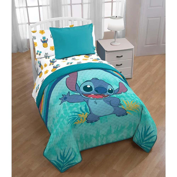 Disney Lilo and Stitch Quilt Throw Blanket Kids Bedding Set Pillow Sham