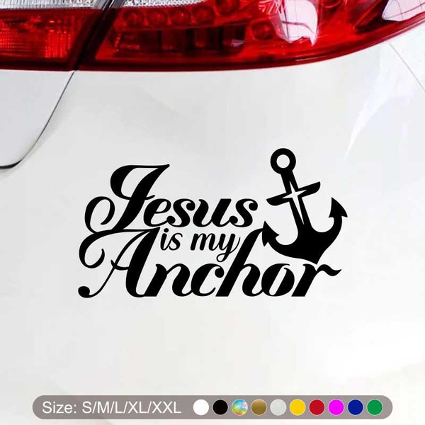 BUY 2 GET 1 FREE, Jesus Is My Anchor Reflective Car Stickers Christ