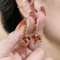 Fashion, redmapleearring, Romantic, wedding earrings