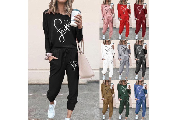 Women Tracksuit Fashion Sportswear 2pcs Outfits Womens Top pants