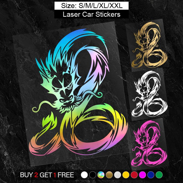 BUY 2 GET 1 FREE, The Auspicious Dragon Reflective Auto Stickers The