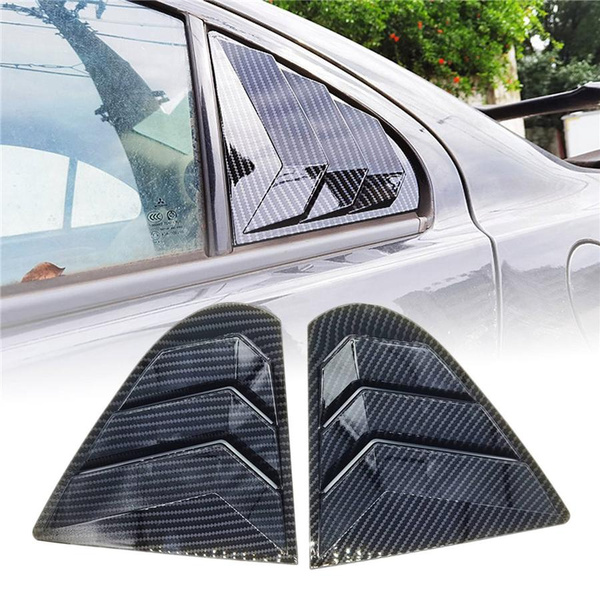 2PCS Carbon Fiber Look Quarter Window Louver Shutter Cover For