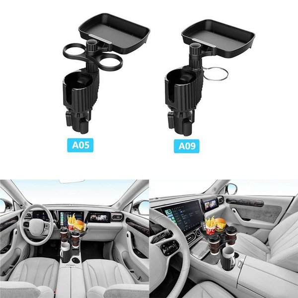 Cup Holder Food Tray for Car with Adjustable Base,360°Rotation Detachable Car Cup Holder