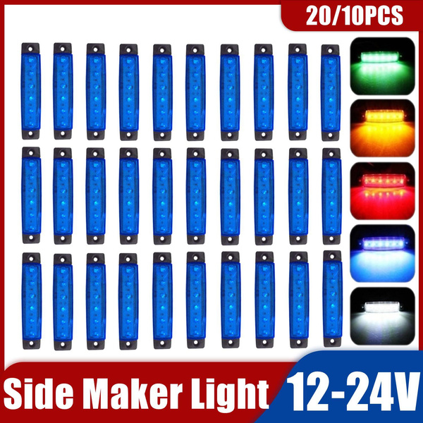 Biqing LED Side Marker Lights,2 LED Position Side Lamps Green Side Marker Assembly 12V/24V