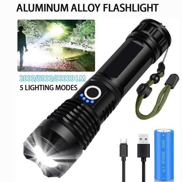 Rechargeable Led Flashlights, 2000 5000 90000 High Lumens Flashlight 