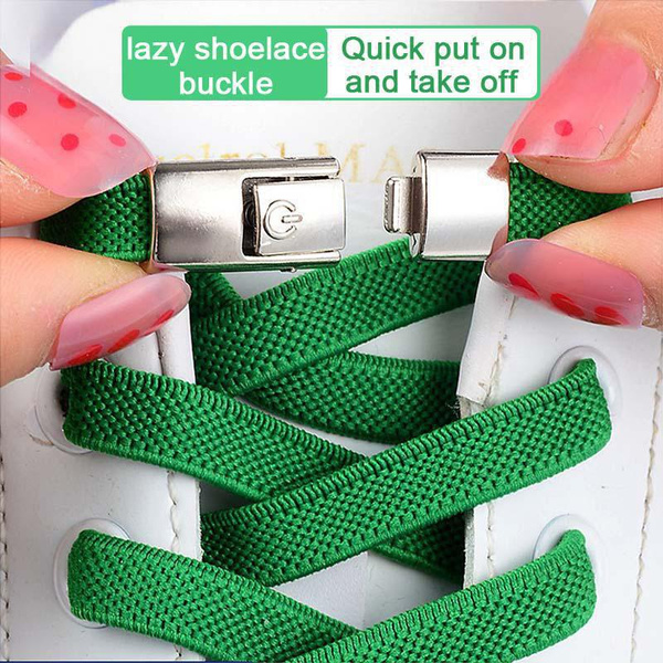 Press Lock Shoelaces without ties Elastic Laces Sneaker Widened Flat No
