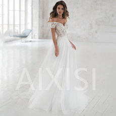 Shoulder, Sexy Wedding Dress, shoulderrevealingweddingdres, A-line