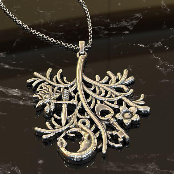 Charme Cimaruta Sorcière En Argent 925 - Talisman Italien Sicilien, Pendentif Protecteur