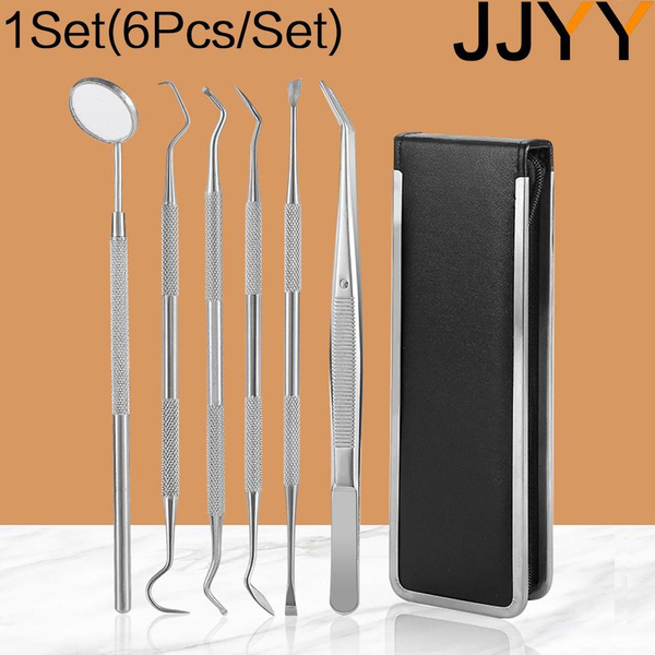 JJYY 1Set(6Pcs/Set) Dental Tools Stainless Steel Dental Pick Dental