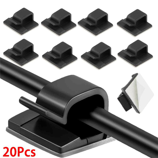 AlwaysH Panel Cable Clips 50PcsAdhesive Cable Clips, Adhesive Desktop Cable Management Clips, Adhesive Cable Management Clips Wire Organizer Clips, Internal Diameter 3CM