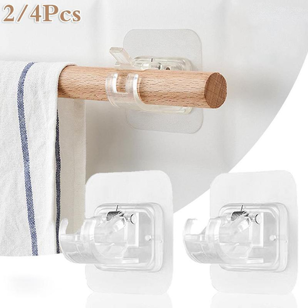 2/4pcs Adjustable Hook Nail Free Curtain Rod Holder Clamp Hooks Rod 2/4pcs Adjustable Hook Nail Free Curtain Rod Holder Clamp Hooks Rod