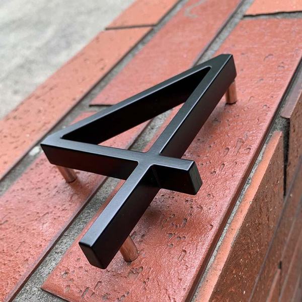 Black floating house numbers doorplate letters metal address sign plate