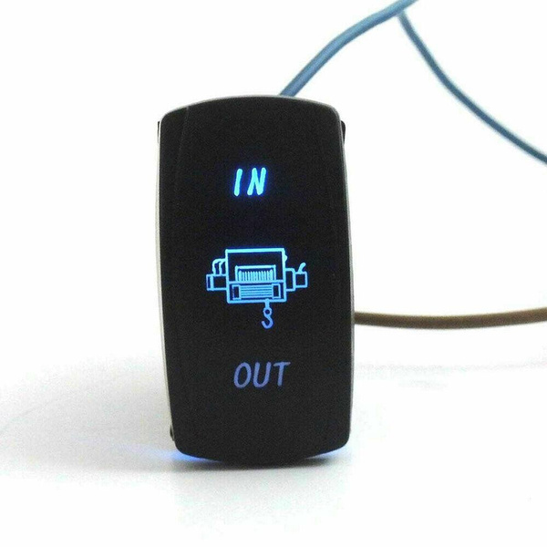 Blue LED Winch Rocker IN OUT Switch For Polaris UTV 900 800 RZR 900