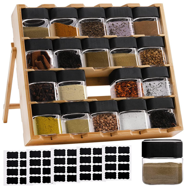 New Spice Rack Organizer for Cabinet & Countertop, Bamboo