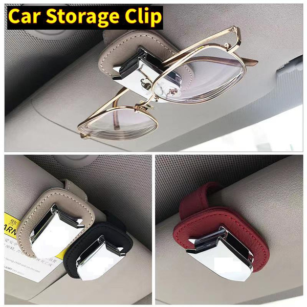 New Universal leather car storage clip mini sunglasses holder ticket ...