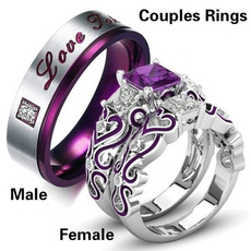 Romantic, Engagement Ring, coupleringsforlover, titanium steel rings