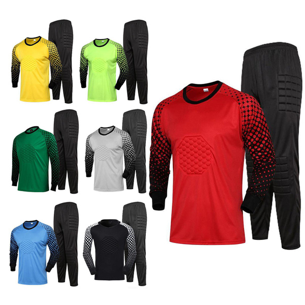 Soccer Football Goalkeeper Uniform Outfit Boys Long Sleeve Sponge ...