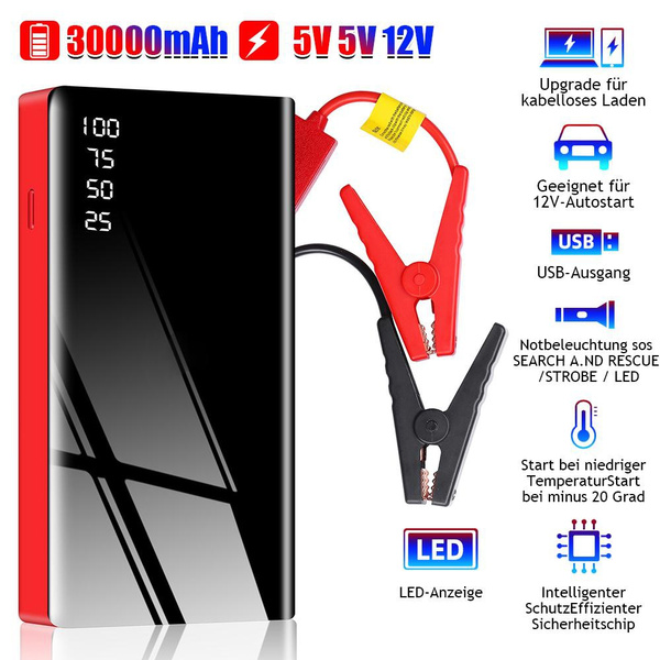 30000mAh 600A Car Jump Starter Power Bank 12V Portable Charger Starting
