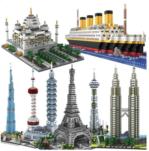 Yz world famous architecture buildings diamond tiny blocks bricks toys