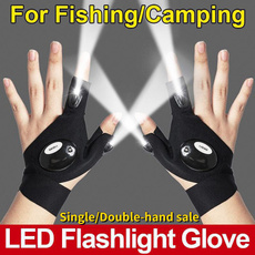 Flashlight, fingerlessglove, campinglight, fingerlightglove