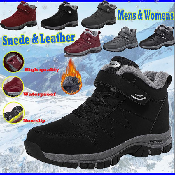 Women waterproof fur lining hotsell slip on snow boots