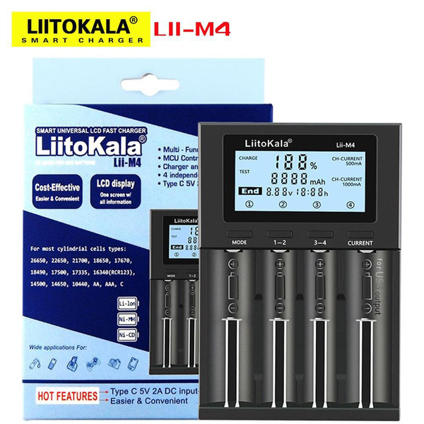 LIITOKALA LII-M4 4 Slots Battery Charger With LCD Display For 18650 ...