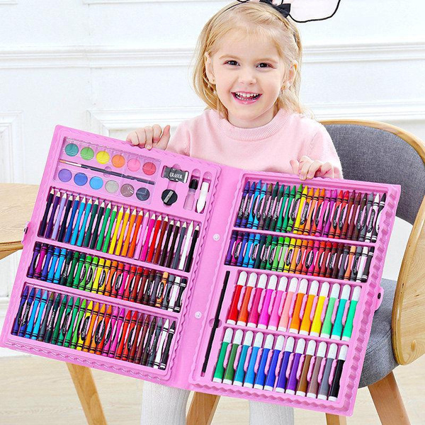Exquisite Art Case Set - Painting, Drawing Art Kit with Markers, Dual-Tip  Pens, Watercolor, Crayon, Coloring Book, Sketch Pad - Dinosaur Toys Art
