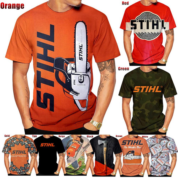 2022 the Newest with Men s Fashion Stihl 3d Print T shirt Short sleeved Round Neck Fashion Casual Top T Shirts