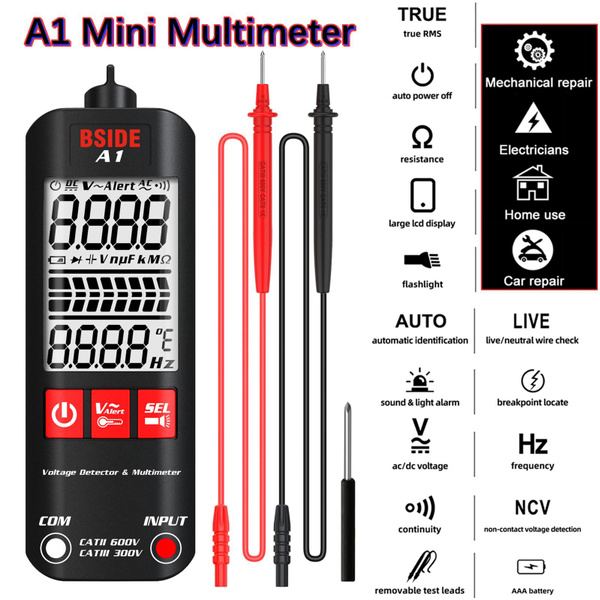 BSIDE A1 Mini Multimeter LCD Digital Tester Voltage Detector 2000 ...