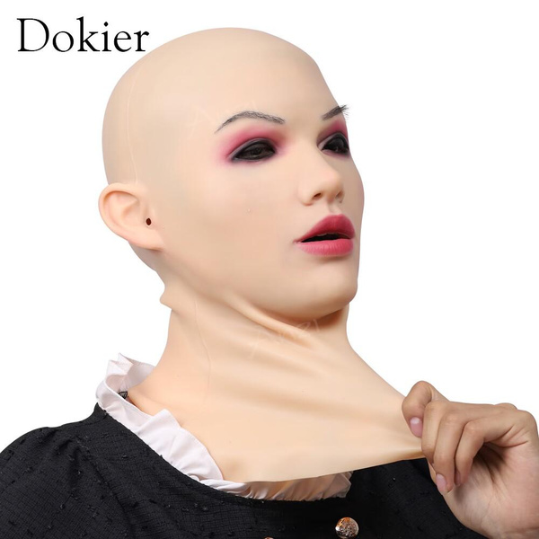 Dokier Realistic Silicone Female Head Mask Halloween Beauty Face Can Become A Beautiful Girl For