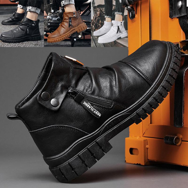 Zipper boots cheap mens leather